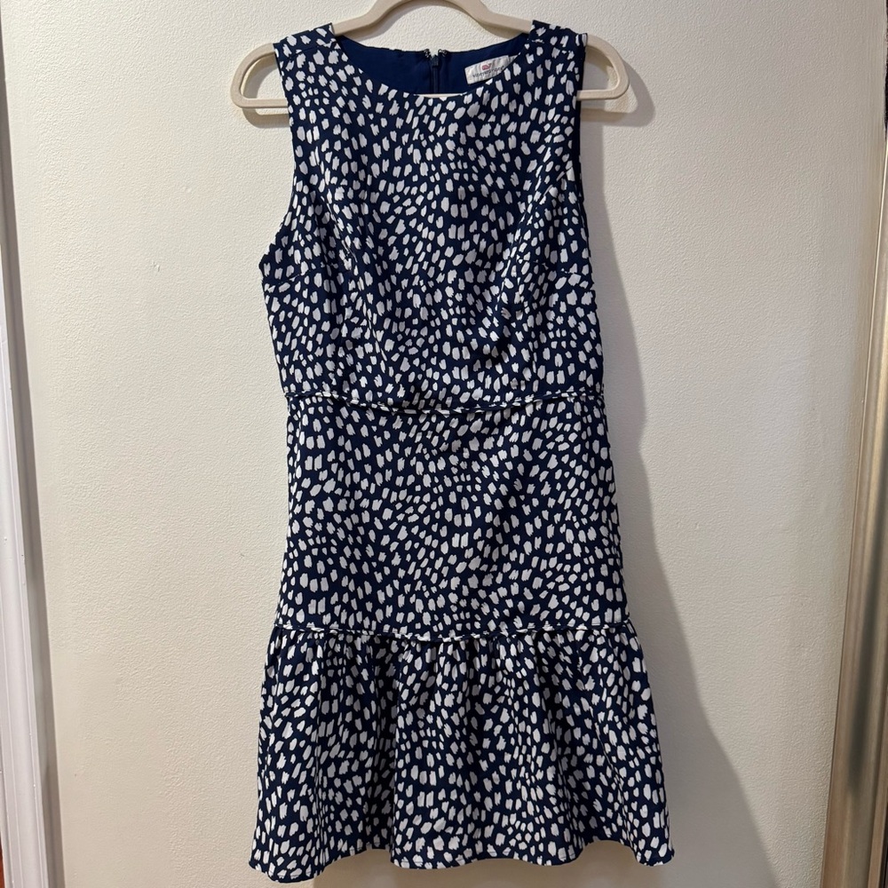 Vineyard Vines Navy and White Sleeveless Dress